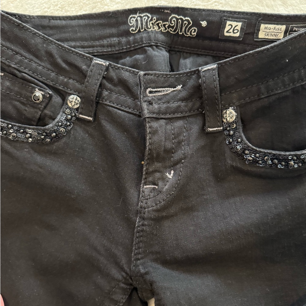 Miss Me Black Jeans with Sequin Detail